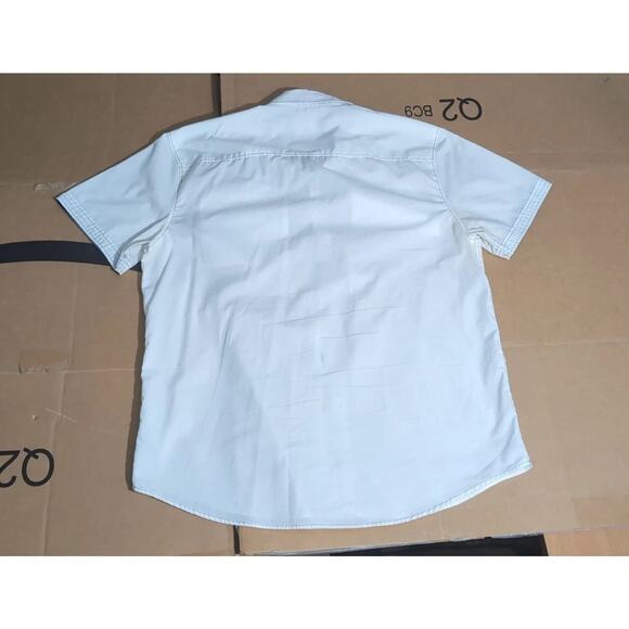 Michael Brandon Men's White Button Down Shirt, Short Sleeve, Large, Gray Accent - Picture 2 of 6